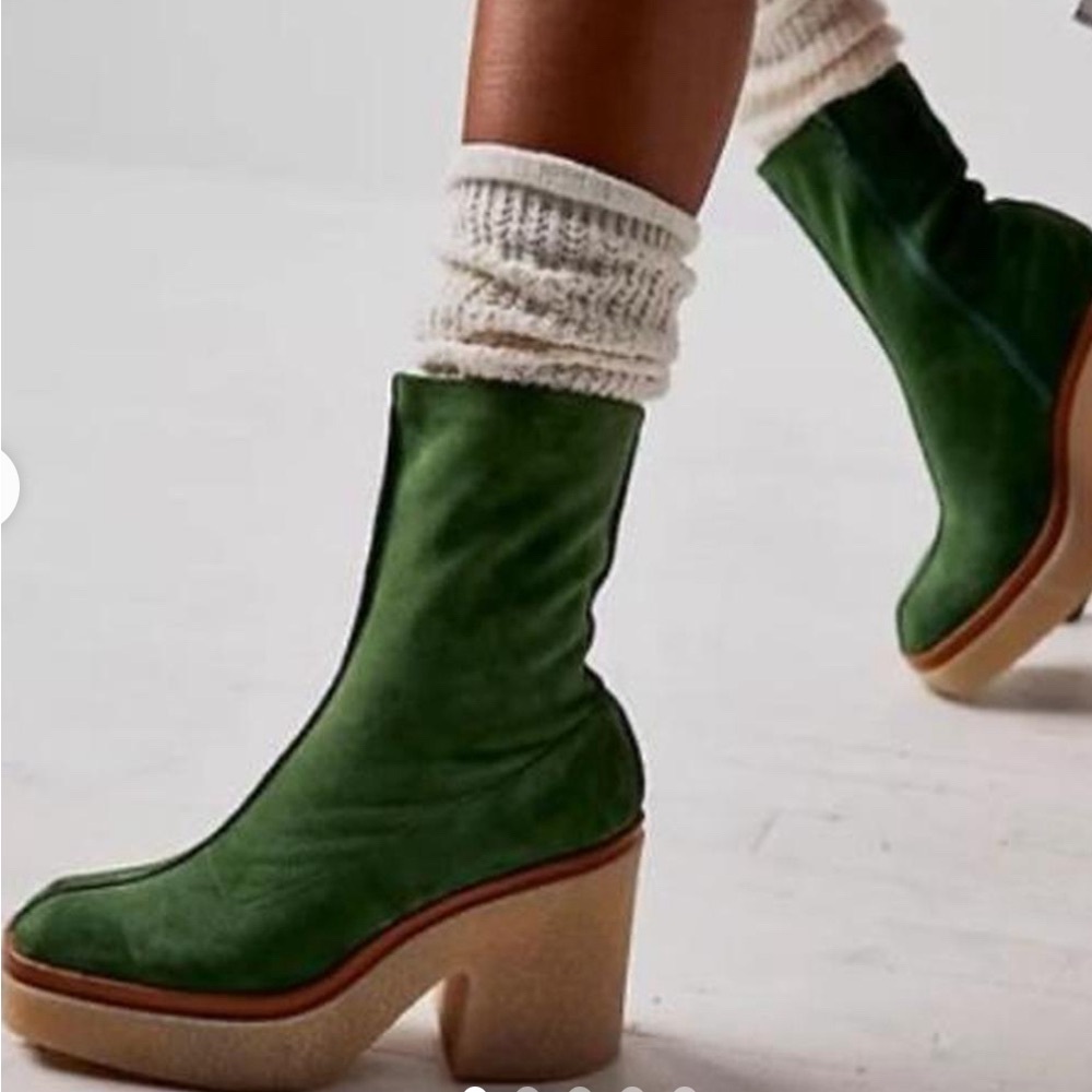 Free People Gigi Green Suede Booties